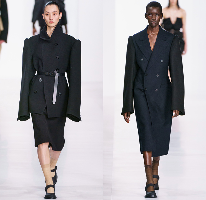 Maison Martin Margiela 2019-2020 Fall Autumn Winter Womens Runway Catwalk Looks John Galliano - Mode à Paris Fashion Week France - Co-Ed Swan Lake Glam Slam Minimalism Flamingo Nylon Sequence Felt Mackintosh Trench Coat Knit Deconstructed Hybrid Inside Out Stitches Wide Neck Wool Puffer Quilted Down Bubble Grey Bedazzled Sequins Plume Embroidery Couch Sheer Chiffon Twill High Shoulders Suit Trenchskirt Wide Leg Pants Zipper Handbag Boots Mary Jane Shoes