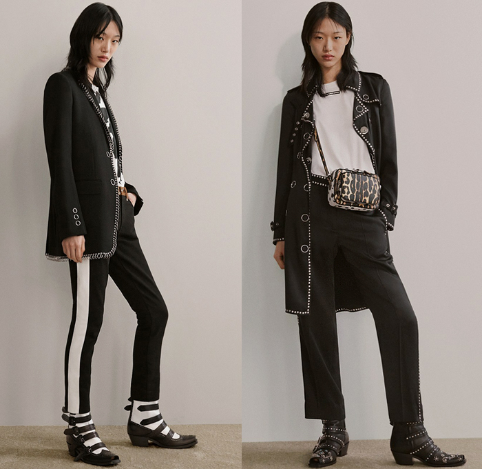 Burberry London 2019 Pre Fall Autumn Womens Lookbook Presentation Riccardo Tisci - Horses Drawings Straps Belts Vintage Family Portrait Print Shawl Logo Mania Pantsuit Quilted Puffer Vest Trench Coat Strapless Leg O'Mutton Sleeves Plush Fur Hooks Bedazzled Studs Tuxedo Stripe Leopard Grunge Drawstring Suede Check Accordion Pleats Tiered Fringes Tassels Lace Cutwork Embroidery Tie Up Knot Wide Leg Pants Miniskirt Handbag Briefcase Fanny Pack Waist Pouch Bum Bag