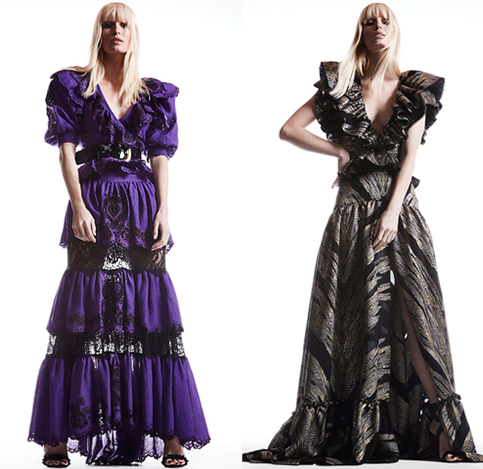 Peter Dundas 2019 Pre-Fall Autumn Womens Lookbook Presentation - 1970s Seventies Disco Bedazzled Adorned Sequins Lace Needlework Embroidery Crop Top Midriff Ruffles One Shoulder Sheer Chiffon Tulle Motorcycle Biker Jacket Fringes Lace Up Bow Knot Leather Onesie Jumpsuit Coveralls High Butterfly Shoulders Jacquard Handkerchief Mullet Dovetail High-Low Hem Decorative Art Heart Strapless Fluid Maxi Dress Goddess Gown Halterneck High Slit Wide Belt Shorts Strapped Heels