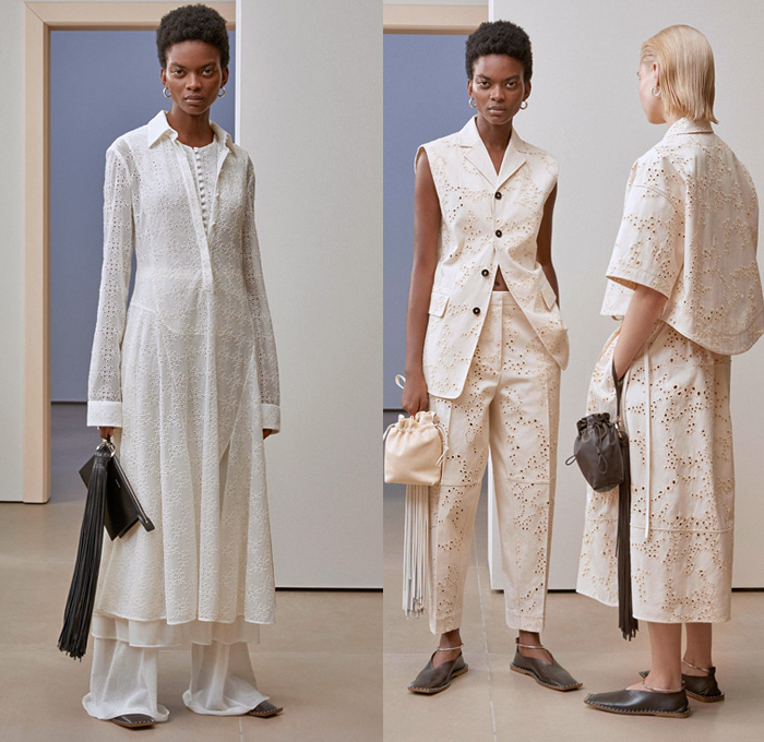 Jil Sander 2019 Pre-Fall Autumn Womens Lookbook Presentation - Simplicity Minimalist Sculptural Textures Fold Over Vest Tabard Wool Quilted Puffer Down Duvet Coat Poncho Pantsuit Wide Sleeves Shirt Turtleneck Stripes Shawl Fringes Midi Skirt Knit Patchwork Check Accordion Pleats Decorative Art Strapless Dress Kaftan Lace Broderie Anglaise Wide Leg Tearaway Snap Buttons Pants Handbag Oversized Tote Box Bucket Fan-Shaped Bag Pouch Flats Fur Platform Boots 