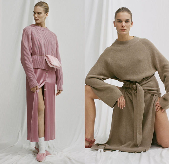 Nanushka 2019 Pre-Fall Autumn Womens Lookbook Presentation Sandra Sandor - Denim Jeans Jacket Mockneck Flowers Floral Tie Up Knot Wrap Silk Satin Loungewear Wide Leg Pants Fringes Snakeskin Zebra Leopard Print Tearaway Buttons Skirt One Shoulder Trench Coat Plaid Check Quilted Puffer Parka Cycling Bike Compression Shorts Tights Robe Rope Waist Shirtdress Onesie Dress Knit Sweater Wrapped Flats Kitten Heels Sandals Fanny Pack Waist Pouch Bum Bag Handbag