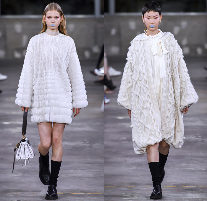 Valentino 2019 Pre-Fall Autumn Womens Runway Catwalk Looks Collection Tokyo Japan - Red Black Cape Accordion Pleats Ruffles Frills Tiered Tied Knot Scarf Quilted Puffer Outerwear Coat Dress Cargo Pockets Flowers Floral Culottes One Shoulder Denim Jacket Jean Skirt Gown Eveningwear Lace Embroidery Needlework Cutwork Bedazzled Sheer Chiffon Tulle Shirtdress Turtleneck Fish Scales Feathers Japanese Dragon Crescent Moon Pellegrina Cape Knitwear Handbag Socks Heels