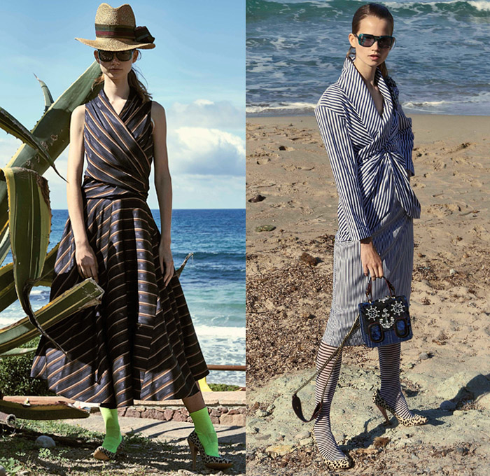 Antonio Marras 2019 Resort Cruise Pre-Spring Womens Lookbook Presentation - Cho-Cho-San Madame Butterfly Sailor Moon Dog Patchwork Nautical Plaid Tartan Check Hybrid Combo Bedazzled Jewels Brocade Flowers Floral Embroidery Pleats Dots Stripes Lace Bow Ruffles Denim Jeans Logo Coat Rainwear Fatigues Knit Sweater Sweatshirt Leg O'Mutton Sleeves Shirtdress Pencil Skirt Cross Wrap Dress Scarf French Beret Socks Heels Sandals Brooch Crossbody Handbag Straw Hat Sunglasses