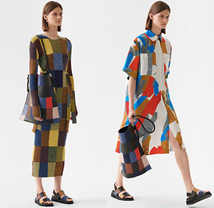 Ports 1961 2019 Resort Cruise Pre-Spring Womens Lookbook Presentation - Contrast Stitching Fringes Threads Cargo Pockets Tied Up Ribbon Grommets Stripes Shoelaces Strings Sheer Chiffon Plaid Check Houndstooth Patchwork Lace Pantsuit Long Sleeve Blouse Tailored Shirt Cross Wrap Tabard Vest Shirtdress One Shoulder Asymmetrical Onesie Jumpsuit Coveralls Playsuit Knit Sweater Trench Buttons Cardigan Dress Skirt Crossbody Handbag Tote Baseball Cap Sunglasses Sandals Trainers Running Shoes Clogs