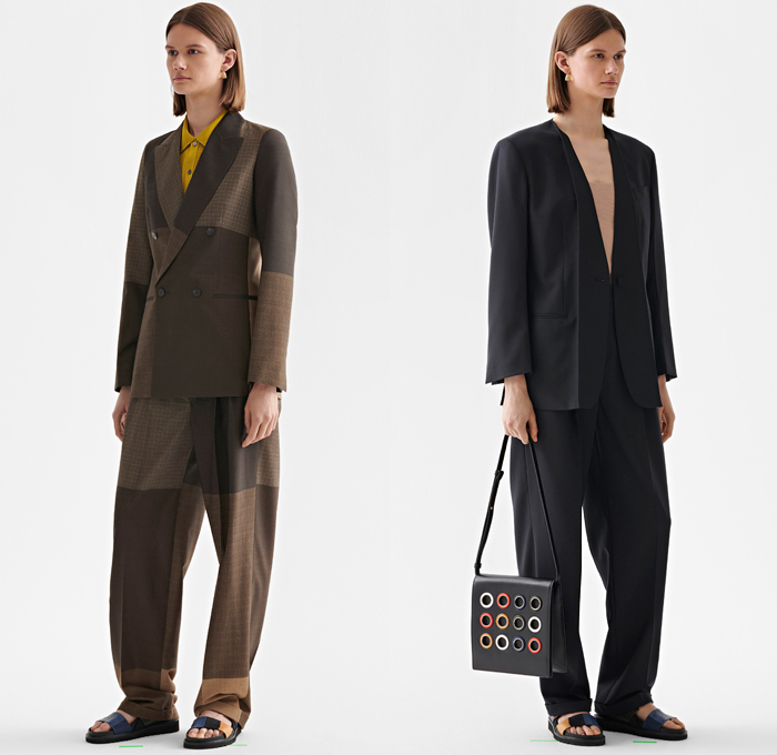 Ports 1961 2019 Resort Cruise Pre-Spring Womens Lookbook Presentation - Contrast Stitching Fringes Threads Cargo Pockets Tied Up Ribbon Grommets Stripes Shoelaces Strings Sheer Chiffon Plaid Check Houndstooth Patchwork Lace Pantsuit Long Sleeve Blouse Tailored Shirt Cross Wrap Tabard Vest Shirtdress One Shoulder Asymmetrical Onesie Jumpsuit Coveralls Playsuit Knit Sweater Trench Buttons Cardigan Dress Skirt Crossbody Handbag Tote Baseball Cap Sunglasses Sandals Trainers Running Shoes Clogs