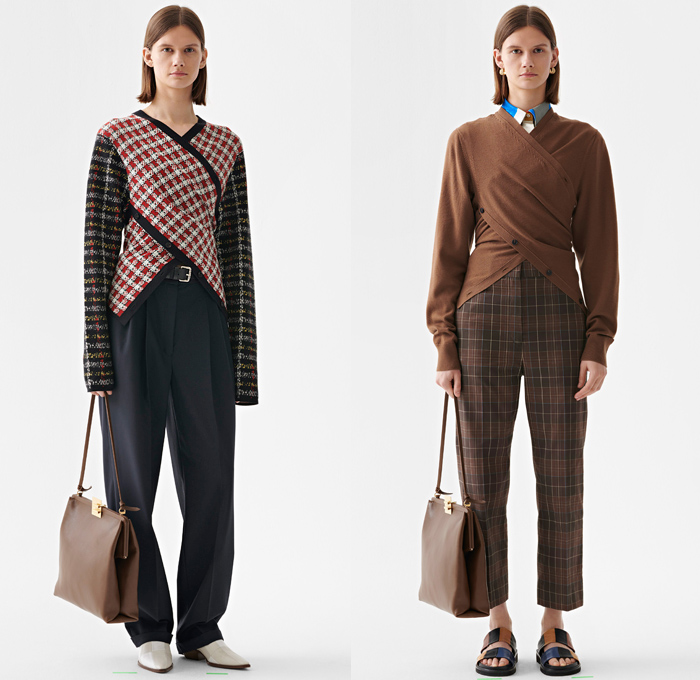 Ports 1961 2019 Resort Cruise Pre-Spring Womens Lookbook Presentation - Contrast Stitching Fringes Threads Cargo Pockets Tied Up Ribbon Grommets Stripes Shoelaces Strings Sheer Chiffon Plaid Check Houndstooth Patchwork Lace Pantsuit Long Sleeve Blouse Tailored Shirt Cross Wrap Tabard Vest Shirtdress One Shoulder Asymmetrical Onesie Jumpsuit Coveralls Playsuit Knit Sweater Trench Buttons Cardigan Dress Skirt Crossbody Handbag Tote Baseball Cap Sunglasses Sandals Trainers Running Shoes Clogs