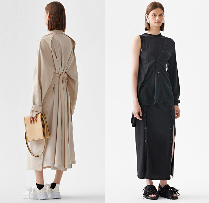 Ports 1961 2019 Resort Cruise Pre-Spring Womens Lookbook Presentation - Contrast Stitching Fringes Threads Cargo Pockets Tied Up Ribbon Grommets Stripes Shoelaces Strings Sheer Chiffon Plaid Check Houndstooth Patchwork Lace Pantsuit Long Sleeve Blouse Tailored Shirt Cross Wrap Tabard Vest Shirtdress One Shoulder Asymmetrical Onesie Jumpsuit Coveralls Playsuit Knit Sweater Trench Buttons Cardigan Dress Skirt Crossbody Handbag Tote Baseball Cap Sunglasses Sandals Trainers Running Shoes Clogs