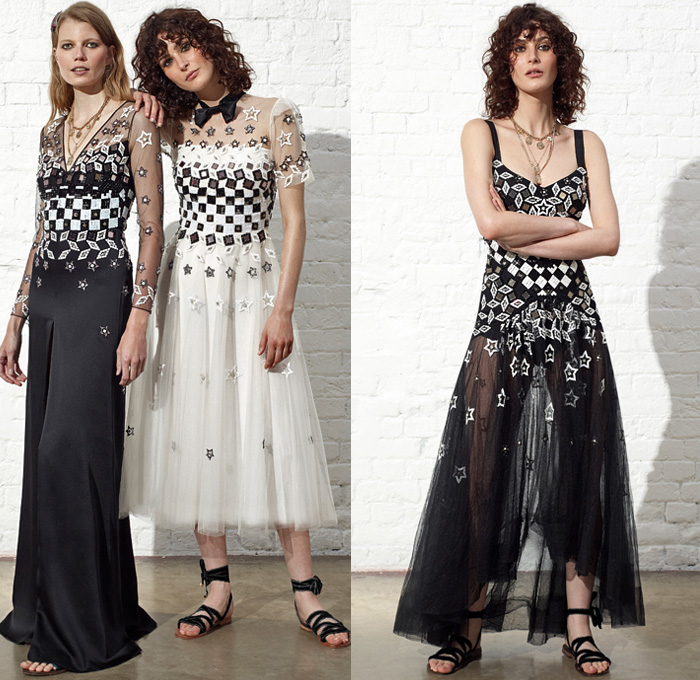 Temperley London 2019 Resort Cruise Pre-Spring Womens Lookbook Presentation - Motor Sports Racing Check Plaid Stars Geometric Rhombus Squares Arrows Hands Sporty Athleisure Trackwear Silk Satin Ruffles Brooch Metallic Embroidery Bedazzled Sequins Sheer Chiffon Tulle Polka Dots Flowers Floral Robe Motorcycle Biker Jacket Knit Sweaterdress Turtleneck Crop Top Blouse Halterneck Pussycat Bow Sleepwear Lounge One Shoulder Wrap Maxi Dress Asymmetrical Skirt Wide Leg Gown Eveningwear Hi-Tops Sandals