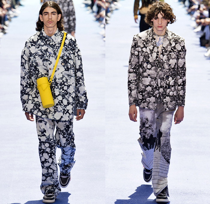 Louis Vuitton 2019 Spring Summer Mens Runway Catwalk Looks Collection Paris Fashion Week Homme France FHCM Virgil Abloh - Dorothy The Wizard Of Oz Abstract Metallic Plastic Streetwear White Fur Poncho Parka Anorak Suit Blazer Jacket Vest Mohair Knit Sweater Sweatshirt Straps Denim Jeans Quilted Bubble Coat Shorts Duffel Doctor's Bag Trainers Running Shoes Sneakers Fanny Pack Belt Bum Bag Canister Toiletry Bag Travel Kit Cargo Pockets Gloves High Tops Basketball Shoes Harness Holster Backpack