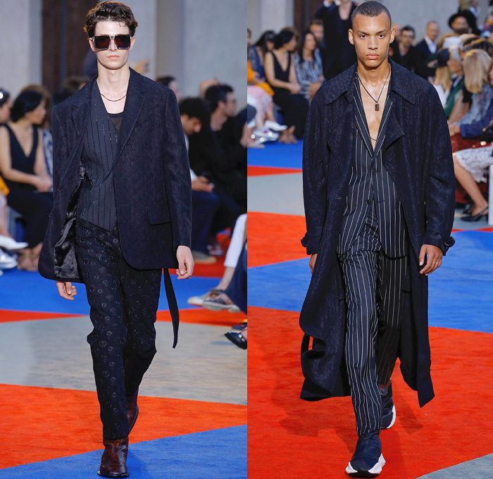 Roberto Cavalli 2019 Spring Summer Mens Runway Catwalk Looks Collection Pitti Immagine Uomo 94 Florence Firenze Italy - Animalier Snake Leopard Tiger Zebra Lynx Tiger Leopard Giraffe Harlequin Check Plaid Herringbone Digital Watch Pop Art Pinstripe Denim Jeans Outerwear Coat Suit Blazer Jacket Knit Sweater Mesh Threads V-Neck Shirt Fishnet Flat Front Pants Shorts Chain Sunglasses Crossbody Bag Satchel Trainers Running Shoes