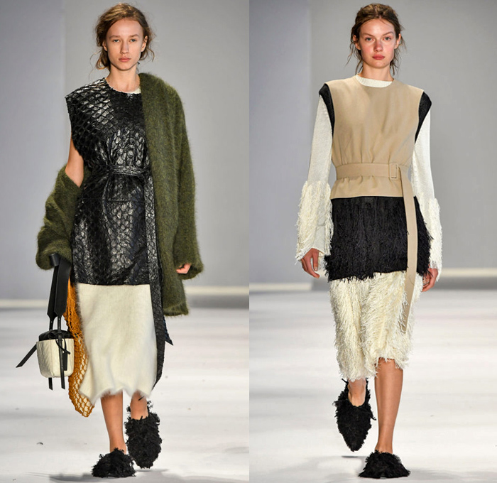 Osklen 2019 Summer Verão Womens Runway Catwalk Looks São Paulo Fashion Week Brasil - ASAP Eco-Friendly Lettering Fur Fringes Straps Belts Cinch Cutout Quilted Puffer Padded Shirt Drawstring Fishscales Mesh Crochet Weave Cargo Pockets Silk Satin Harness Nylon Sweatshirt Knit Sweaterdress Cardigan Shawl Blouse Tunic Rainwear Nylon Plastic Anorak Turtleneck Wide Leg Palazzo Pants Culottes Gauchos Tiered Skirt Dress Sling Pack Purse Handbag Lanyard Neck Pouch Sunglasses Furry Shoes Sneakers