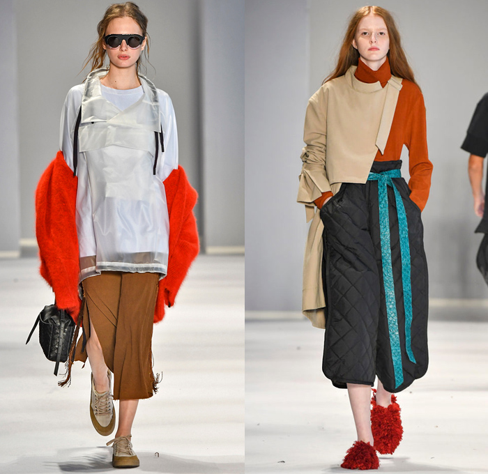 Osklen 2019 Summer Verão Womens Runway Catwalk Looks São Paulo Fashion Week Brasil - ASAP Eco-Friendly Lettering Fur Fringes Straps Belts Cinch Cutout Quilted Puffer Padded Shirt Drawstring Fishscales Mesh Crochet Weave Cargo Pockets Silk Satin Harness Nylon Sweatshirt Knit Sweaterdress Cardigan Shawl Blouse Tunic Rainwear Nylon Plastic Anorak Turtleneck Wide Leg Palazzo Pants Culottes Gauchos Tiered Skirt Dress Sling Pack Purse Handbag Lanyard Neck Pouch Sunglasses Furry Shoes Sneakers