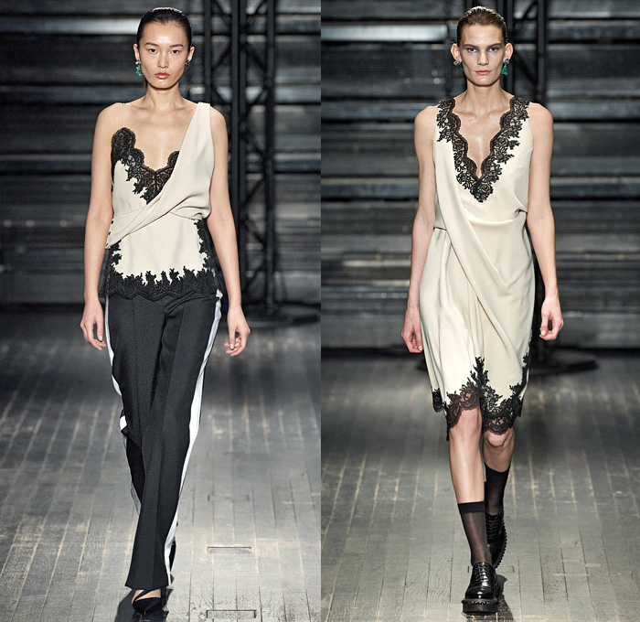 ATLEIN by Antonin Tron 2020-2021 Fall Autumn Winter Womens Runway Catwalk Looks - Mode à Paris Fashion Week France - Anti-Facial Recognition Algorithm Make-Up 1990s Nineties Silk Satin Lingerie Intimates Lace Needlework Embroidery Blurred Flowers Floral Snakeskin Bra Draped Asymmetrical One Shoulder Slip Dress Tuxedo Stripe Pants Quilted Puffer Coat Jacket Hanging Sleeve Patchwork Crop Top Midriff Handbag Purse Stockings Socks Oxfords Boots