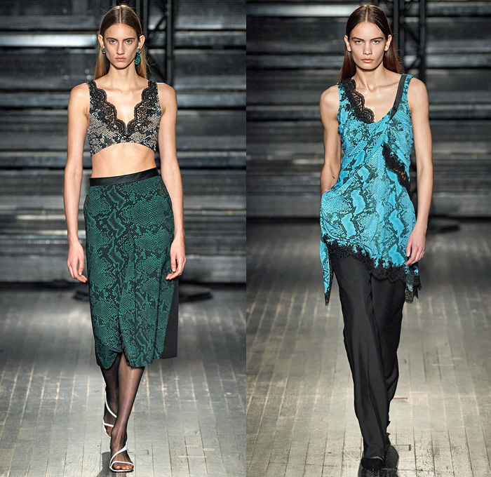 ATLEIN by Antonin Tron 2020-2021 Fall Autumn Winter Womens Runway Catwalk Looks - Mode à Paris Fashion Week France - Anti-Facial Recognition Algorithm Make-Up 1990s Nineties Silk Satin Lingerie Intimates Lace Needlework Embroidery Blurred Flowers Floral Snakeskin Bra Draped Asymmetrical One Shoulder Slip Dress Tuxedo Stripe Pants Quilted Puffer Coat Jacket Hanging Sleeve Patchwork Crop Top Midriff Handbag Purse Stockings Socks Oxfords Boots