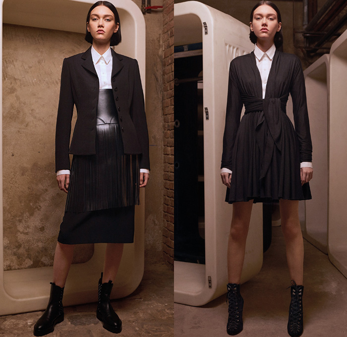 Azzedine Alaïa 2020-2021 Fall Autumn Winter Womens Lookbook Presentation - Paris Fashion Week Femme PFW - Suiting Blazer Fringes Trims Angular Hem Miniskirt Corset Long Sleeve Blouse Wrap Tied Knot Geometric Crop Top Wide Lapel Jacket Bedazzled Crystals Swirls Topographic Velvet Cheetah Animal Spots Coat Handbag Handkerchief Hem Bandage Dress Sheer Tulle Ruffles Gown Boots