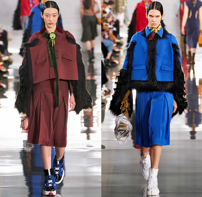 Maison Martin Margiela 2020-2021 Fall Autumn Winter Womens Runway Catwalk Looks - Mode à Paris Fashion Week France - Défilé Deconstructed Crêpe de Chine Sheer Chiffon Silk Satin Toile Strap Decortiqué Dress Felt Asymmetrical Bow Sleeve Bouclé Trench Coat Rainwear Cashmere Cardgian Tweed Twill Culottes Bedazzled Sequins Flannel Gloves Fur Plaid Check Herringbone Contrast Stitch Rags Mesh Holes Tabi Mary Janes Split Toe Boots Ripped Socks Instapump Recicla Leather Wicker Basket Handbag