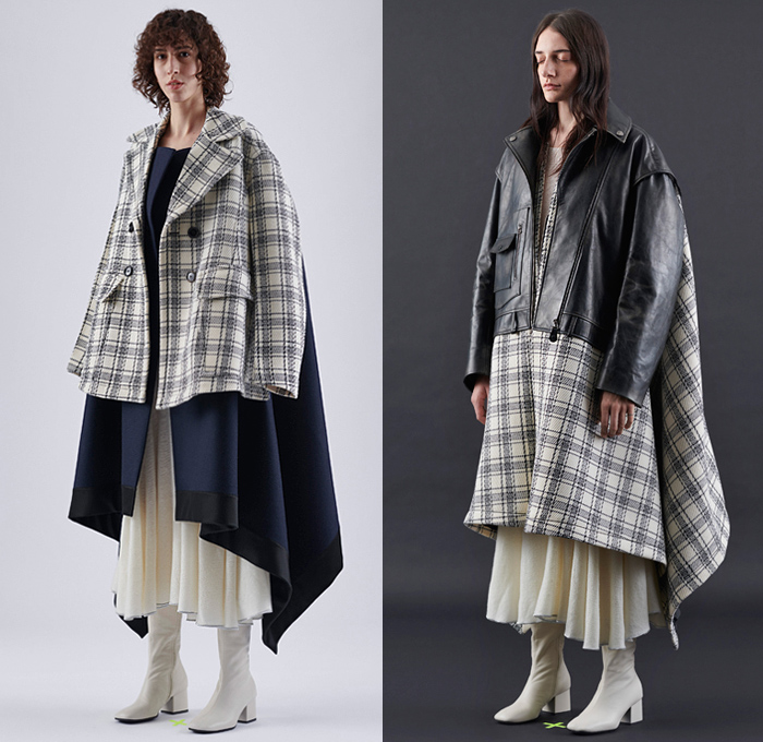 Marni 2020 Pre-Fall Autumn Womens Lookbook Presentation - Francesco Risso - Beat Generation 1950s Fifties Nordic Knit Shawl Wrap Cardigan Hybrid Deconstructed Trench Coat Peacoat Ponchojacket Check Plaid Motorcycle Biker Jacket Turtleneck Crinkled Wrinkles Patchwork Fur Fleece Bedazzled Embroidery Swirls Hand-Painted Flowers Floral Roses Circles Accordion Pleats Jacketdress Shirtdress Cutout Asymmetrical Hem Maxi Dress Silk Satin Tied Knot Metallic Gold Silver Boots Handbag Trainers