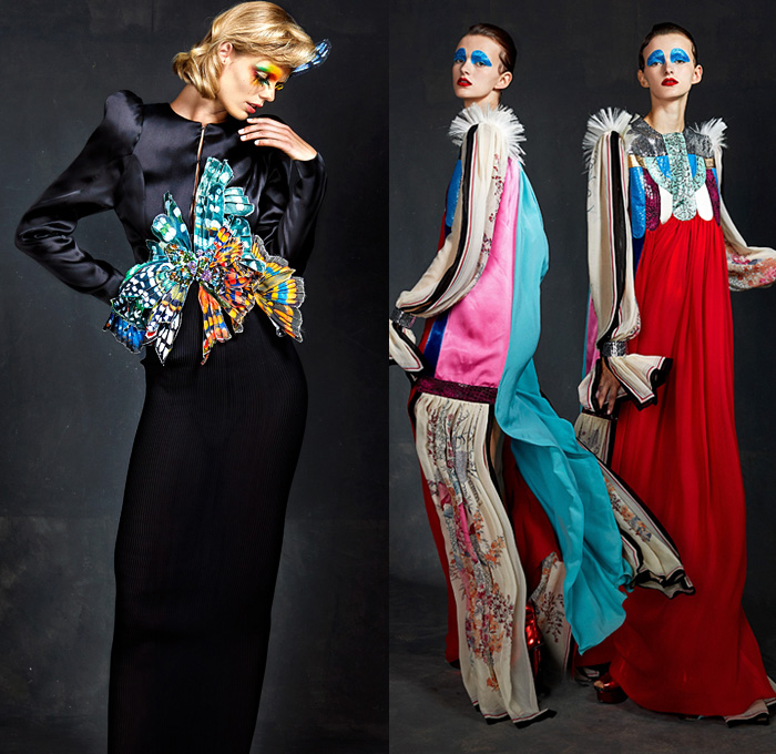 Ronald van der Kemp 2020-2021 Fall Autumn Winter Haute Couture Womens Lookbook Presentation - Metallic Silver Gold Foil Poufy Shoulders Puff Sleeves Patchwork Mixed Fabrics Decorative Art Deconstructed Trompe L'oeil Flowers Floral Ruffles Frayed Raw Hem Fringes Destroyed Denim Jeans Plaid Neck Flap Cap Camouflage Snakeskin Scarf Leopard Onesie Jumpsuit Coveralls Blouse One Shoulder Maxi Dress Paint Collage Abstract Spots Dress Gown Stars Robe Draped Sheer Flags Military Army Boots