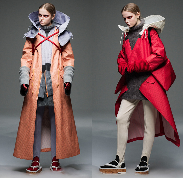 Undercover by Jun Takahashi 2020-2021 Fall Autumn Winter Womens Lookbook Presentation - Paris Fashion Week Femme PFW - Akira Kurosawa Throne of Blood Macbeth Mononoke Renaissance Flowers Floral Tiara Roses Razor Blades Silk Satin Ruffles Fleece Patchwork Feathers Quilted Puffer Parka Hoodie Modular Bomber Jacket Shearling Coat Pantsuit Dress Gown Knit Stripes Rope Tassels Check Fringes Harness Gloves Tulle Veil Knot Cargo Pants Stockings Tights Wide Leg Platform Boots Sandals