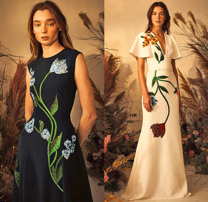 Lela Rose 2020 Pre-Fall Autumn Womens Lookbook Presentation - Rey Rosa Texas Toile De Jouy Bluebonnet Wildflowers Flowers Floral Embroidery Sequins Paillettes Owl Dog Cowgirl Horse Wheat Stalks Wood Fence Wooden Fence Hat Neck Scarf Shirtdress Strapless Maxi Dress Prairie Pellegrina Cape Check Plaid Tiered Fringes Tied Sash Waist Sleeveless Bell Sleeves Mesh Crop Top Midriff Knit Weave Holes Quilted Denim Jeans Poodle Circle Skirt Boots