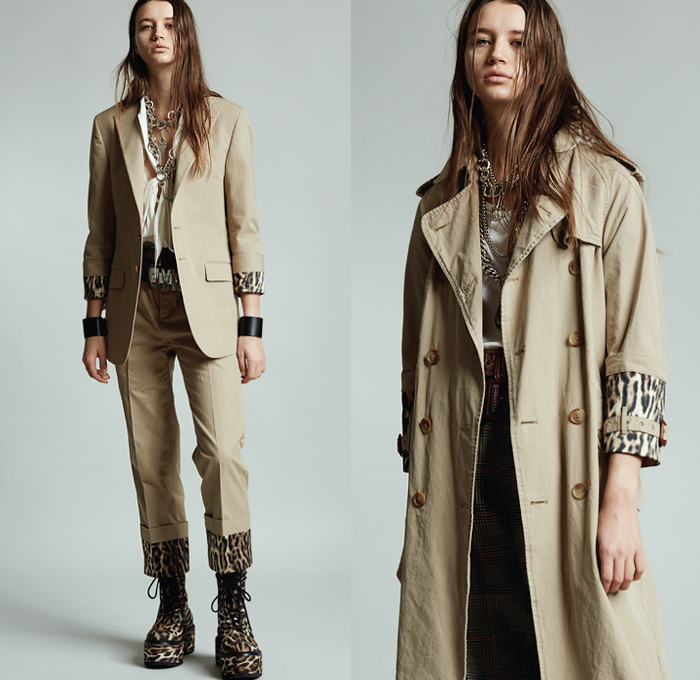 R13 by Chris Leba 2020 Pre-Fall Autumn Womens Lookbook Presentation - Grunge Elvis Presley Military Fatigues Camouflage Scarf Big Cargo Flap Pockets Long Sleeve Blouse Sleeveless Tabard Long Vest Chain Patchwork Leopard Cheetah Animal Spots Blazer Oversized Trench Coat Plaid Check Snakeskin Destroyed Sweater Slouchy Pants Aviator Leather Jacket Pantsuit Flowers Floral Shirtdress Motorcycle Biker Platform Boots