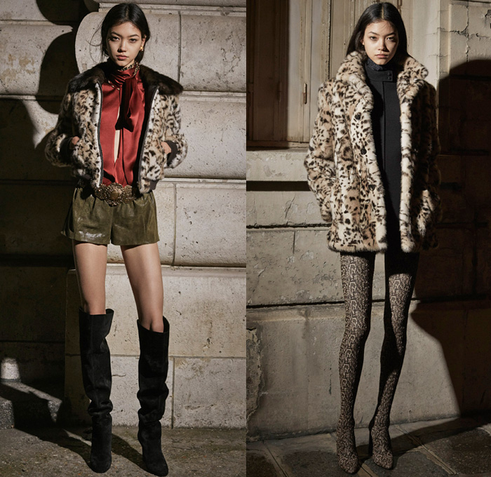 Saint Laurent 2020 Pre-Fall Autumn Womens Lookbook Presentation - Anthony Vaccarello - 1970s Seventies Patchwork Denim Jeans Leopard Ocelot Tiger Snakeskin Coat Cape Vest Turtleneck Knit Crochet Sweater Fringes Prairie Lavallière Neck Blouse Velvet Lambskin Skirt Head Scarf Shorts Lamé Cutwork Lace Silk Embroidery Bedazzled Sequins Beads Medallion Belt Sheer Tulle Chiffon Jacquard Brocade Strapless One Shoulder Dress Bows Check Pinstripe Tights Blazer Pantsuit Thigh High Boots