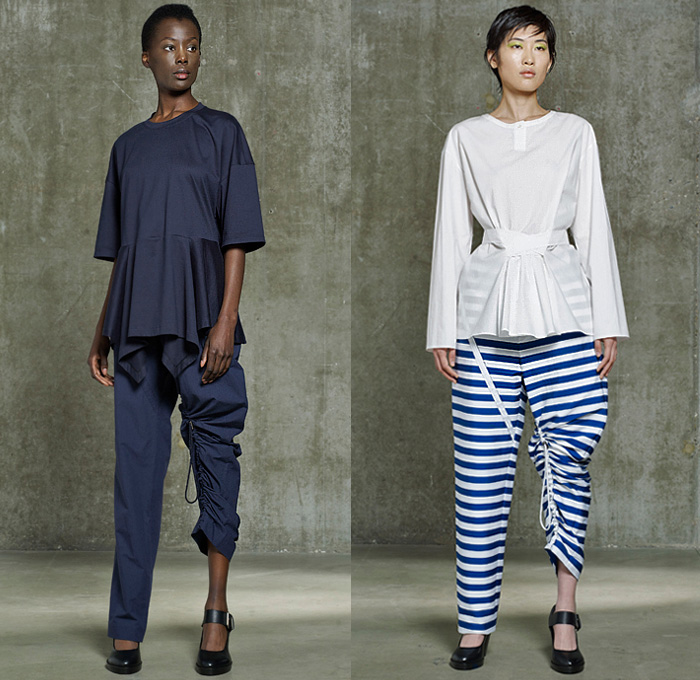 Hussein Chalayan 2020 Resort Cruise Pre-Spring Womens Lookbook Presentation - Deconstructed Drape Gather Twist Curl Knot Tied Laces Folds Cinch Drawstring Strings Strap Silk Satin Blouse Stripes Onesie Shirtdress Mesh Blazerdress Contrast Stitching Coat Hay Print Extra Sleeve Obi Sash Wrap Band Halterneck Dress Jumpsuit Coveralls Wide Leg Skirt Double Hem Shorts Fringes