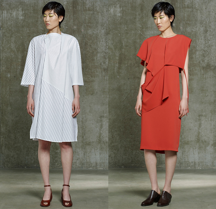 Hussein Chalayan 2020 Resort Cruise Pre-Spring Womens Lookbook Presentation - Deconstructed Drape Gather Twist Curl Knot Tied Laces Folds Cinch Drawstring Strings Strap Silk Satin Blouse Stripes Onesie Shirtdress Mesh Blazerdress Contrast Stitching Coat Hay Print Extra Sleeve Obi Sash Wrap Band Halterneck Dress Jumpsuit Coveralls Wide Leg Skirt Double Hem Shorts Fringes