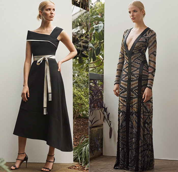 Amanda Wakeley 2020 Spring Summer Womens Lookbook Presentation - Pantsuit Blazer Safari Coat Cargo Pockets Picnic Check Plaid Strap Metal Hooks Strapless Poufy Sleeves Onesie Jumpsuit Coveralls Lace Needlework Embroidery Zebra Stripes Butterfly Wings Print Maxi Dress Silk Satin Gown Tie Up Waist Asymmetrical Angular Hem Knit Wide Leg Cropped Pants Tuxedo Stripe Handbag Heels