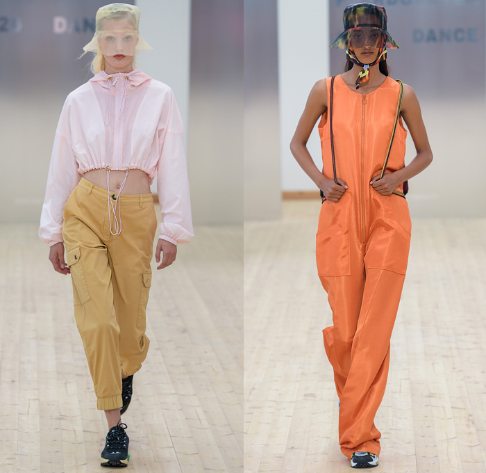 Baum und Pferdgarten 2020 Spring Summer Womens Runway Catwalk Looks Collection - Copenhagen Fashion Week Denmark CPHFW København - Dance Sheer Tulle Mesh Bucket Hat Mockneck Crop Top Midriff Shirt Cinch Drawstring Pantsuit Blazer Plaid Check Ruffles Dress Drawings Poufy Shoulders Noodle Strap Knit Sweater Swimwear Onesie Jumpsuit Coveralls Quilted Puffer Vest Bicycle Cycling Bike Compression Shorts Leggings Denim Jeans Culottes Wide Leg Cargo Pockets Shirtdress Handbag Trainers