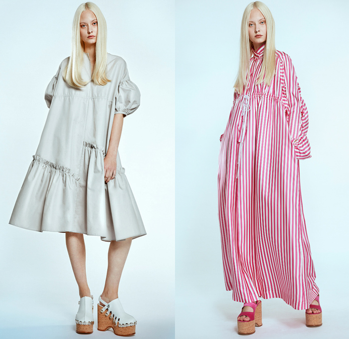 Dice Kayek 2020 Spring Summer Womens Mens Unisex Lookbook Presentation - Mode à Paris Fashion Week France - Ottoman Dandies Gender Fluid Unisex Androgynous Shirtdress Caftan Sarouel Harem Pants Elongated Hem Tunic Nightgown Raw Denim Jeans Vest Contrast Stitching Poufy Wide Bell Sleeves Lace Embroidery Cutwork Eyelets Broderie Anglaise Accordion Pleats Cinch Drawstring Ruffles Long Sleeve Blouse Blazer Maxi Dress Sheer Stripes Wide Leg Clogs Platform Shoes Sneakers