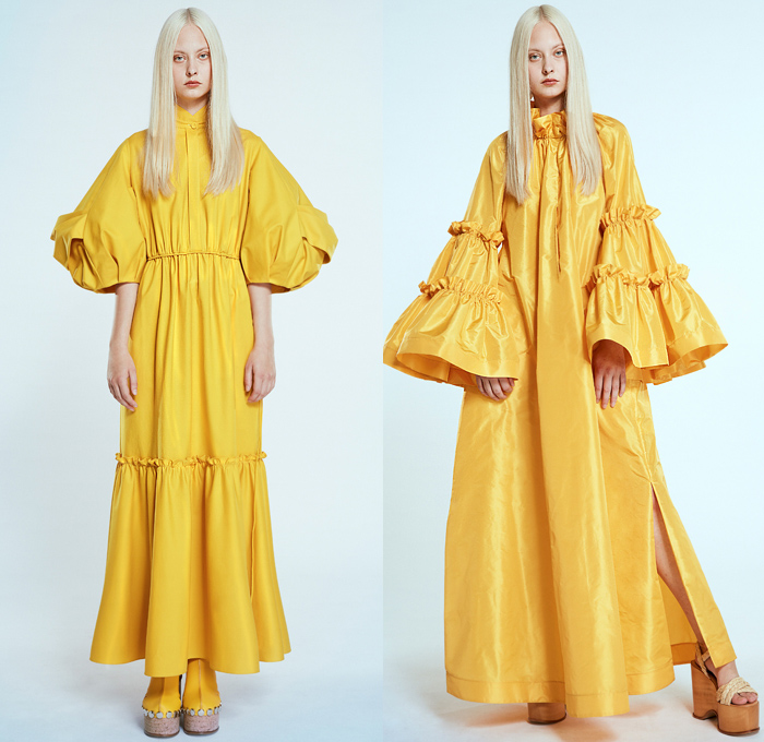 Dice Kayek 2020 Spring Summer Womens Mens Unisex Lookbook Presentation - Mode à Paris Fashion Week France - Ottoman Dandies Gender Fluid Unisex Androgynous Shirtdress Caftan Sarouel Harem Pants Elongated Hem Tunic Nightgown Raw Denim Jeans Vest Contrast Stitching Poufy Wide Bell Sleeves Lace Embroidery Cutwork Eyelets Broderie Anglaise Accordion Pleats Cinch Drawstring Ruffles Long Sleeve Blouse Blazer Maxi Dress Sheer Stripes Wide Leg Clogs Platform Shoes Sneakers