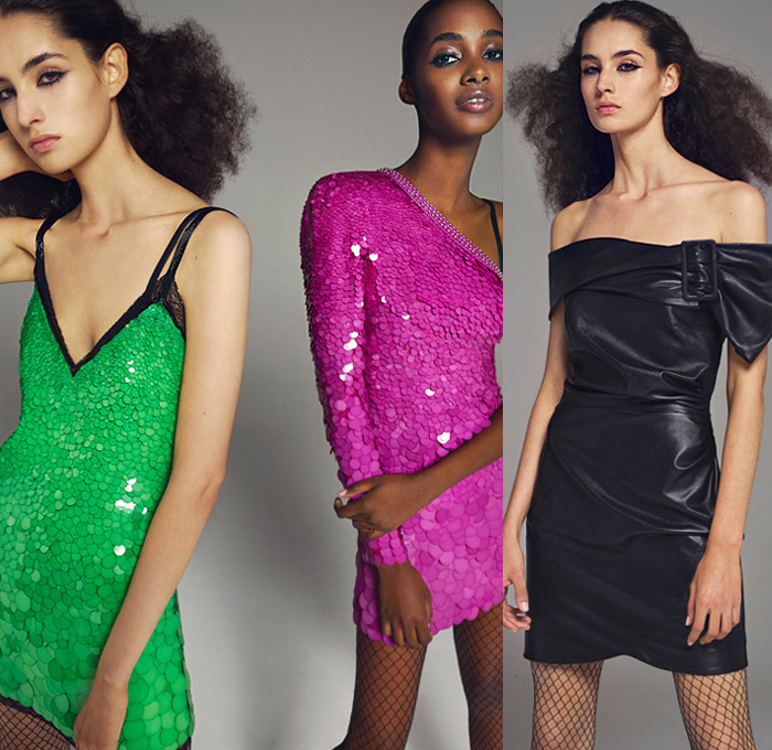 Peter Dundas 2020 Spring Summer Womens Lookbook Presentation - Milano Moda Donna Collezione Milan Fashion Week Italy - D10 Club Tropicana Tropical Flowers Floral Leaves Foliage Pineapple Print Gold Jacquard Bedazzled Sequins Paillettes Snakeskin Leopard Bohemian Maxi Dress Gown Ruffles Strapless One Shoulder Studs Wide Belt Fishnet Stockings Tights High Waist Wide Leg Pants Tied Knot Wrap Noodle Strap Halterneck Turtleneck Blouse Shorts Blazerdress Lace Embroidery Heels Boots