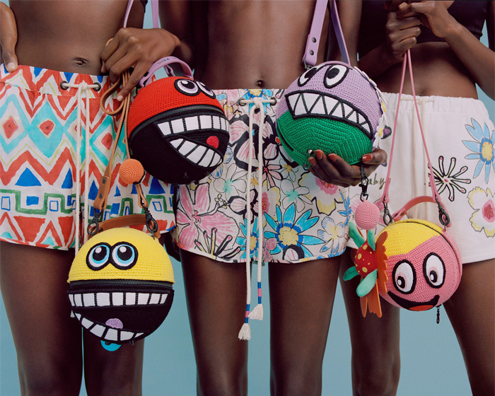 Mira Mikati 2020 Spring Summer Womens Lookbook Presentation - Mode à Paris Fashion Week France - South Africa Colorful Crayon Drawings Tribal Ethnic Geometric Flowers Floral Stripes Gingham Plaid Check Cardigan Knit Weave Crochet Beads Fringes Bedazzled Embroidery Shirtdress Suede Straps Cutout Shoulders Onesie Jumpsuit Coveralls Maxi Dress Pantsuit Blazer Shorts Smiley Face Ball Bags