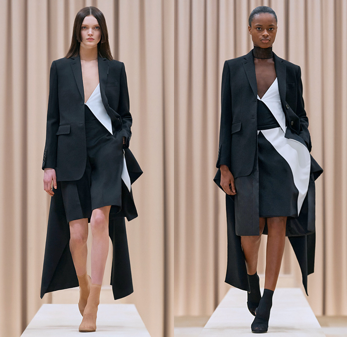 Burberry 2021-2022 Fall Autumn Winter Womens Runway Catwalk Looks - Riccardo Tisci - Femininity - Fez Ushanka Hat Ear Flaps Wide Draped Sleeves 8 Point Star Octagram Dress Gold Coins Mesh Capelet Pellegrina Arm Warmers Handkerchief Hem Wood Fur Print Sheer Tulle Chiffon Turtleneck Blouse Strips Fringes Shirtdress Geometric Check Patchwork Panels One Shoulder Metal Rings Grommets Cinch Pleats Trench Coat Poncho Shorts Rabbit Tail Peel Away Sequins Handbag Folder Mask Sunglasses Boots