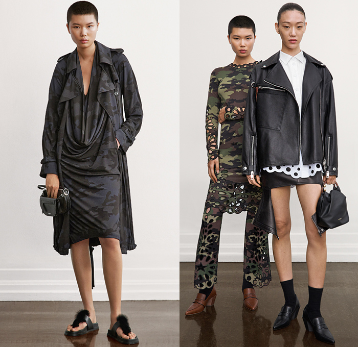 Burberry 2021 Pre-Fall Autumn Womens Lookbook Presentation - Outdoors Patches Badges Pockets Military Shirt Blouse Shorts Cuffed Hem Field Jacket Flowers Floral Patchwork Trench Coat Quilted Parka Hoodie Camouflage Biker Pants Blazer Pantsuit Sheer Draped Bodycon Pinafore Dress Eyelets Holes Gold Mesh Skinny Leggings Knit Turtleneck Corset Check Plaid Straps Wide Leg Palazzo Pants Halterneck Twist Knot Sequins Gown Cow Spots Abstract Furry Sandals Boots Handbag Clutch Purse