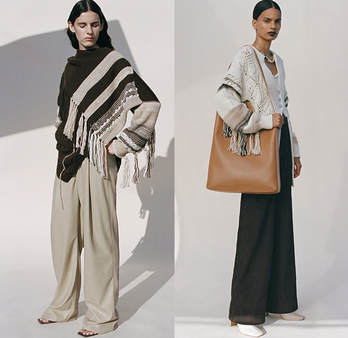 Jonathan Simkhai 2021-2022 Fall Autumn Winter Womens Lookbook Presentation - New York Fashion Week NYFW American Collections Calendar - Peruvian Hand Woven Knit Crochet Weave Strings Straps Cutout Bralette Ribbed Halterneck Arm Sleeves Sweater Cardigan Chain Fold Over Asymmetrical Suede Trench Jacket Lace Mesh Embroidery Accordion Pleats Dress Fringes Coat Robe Fur Shearling Onesie Jumpsuit Wide Leg Shirtdress Shawl Tassels Tied Handbag Boots
