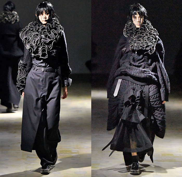 Noir Kei Ninomiya 2021-2022 Fall Autumn Winter Womens Runway Catwalk Looks - Rakuten Fashion Week Tokyo Japan - Metal Couture Trompe L'oeil Adorned Spikes Thorns Wires Rods Cactus Steel Sponge Cage Sculpture Cocoon Tiered Frills Ruffles Swirls Puff Ball Mesh Foil Polka Dots Knit Weave Sweater Tied Knot Bows Ribbons Coat Side Sleeves Leather Motorcycle Biker Jacket Dress Gown Sheer Tulle Tutu Skirt Church's Mary Jane Shoes Boots