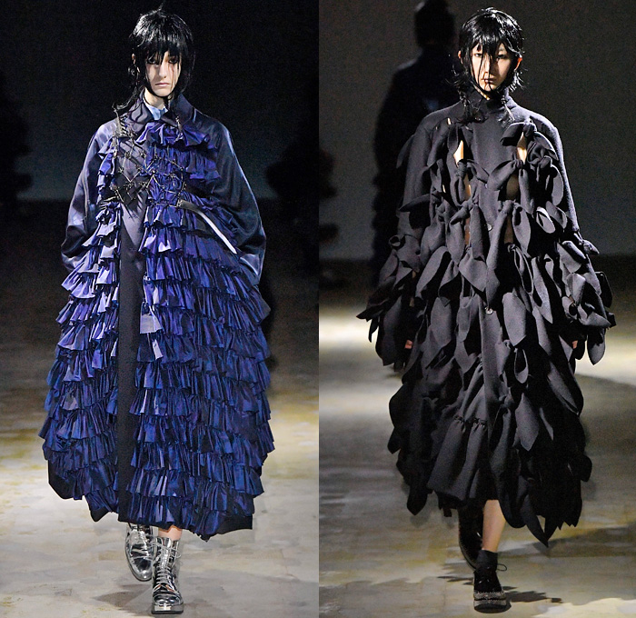 Noir Kei Ninomiya 2021-2022 Fall Autumn Winter Womens Runway Catwalk Looks - Rakuten Fashion Week Tokyo Japan - Metal Couture Trompe L'oeil Adorned Spikes Thorns Wires Rods Cactus Steel Sponge Cage Sculpture Cocoon Tiered Frills Ruffles Swirls Puff Ball Mesh Foil Polka Dots Knit Weave Sweater Tied Knot Bows Ribbons Coat Side Sleeves Leather Motorcycle Biker Jacket Dress Gown Sheer Tulle Tutu Skirt Church's Mary Jane Shoes Boots