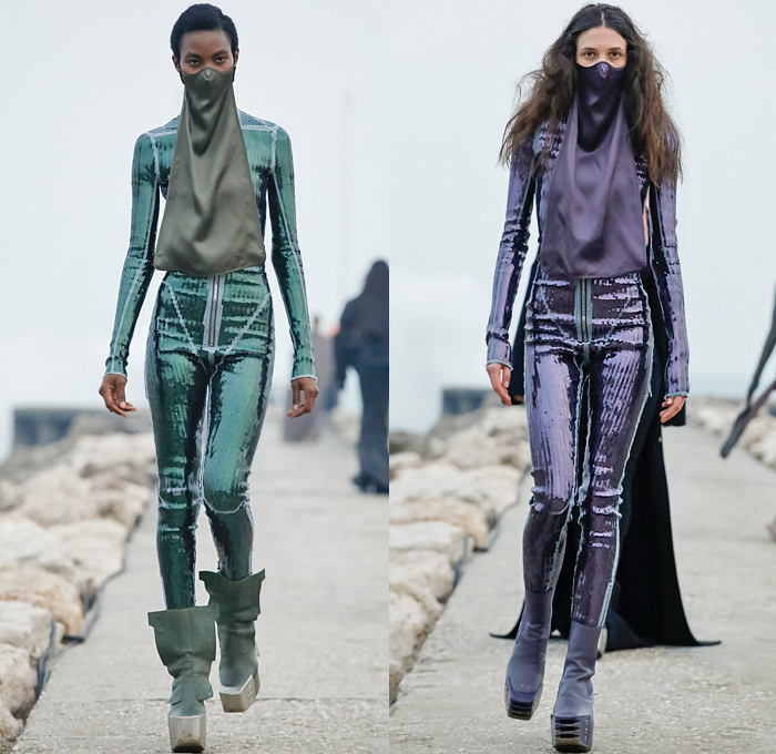 https://www.denimjeansobserver.com/mag/designer-denim-jeans-fashion/2021-2022/fw/brands-r/rick-owens-2021-2022-fall-winter-womens-paris-fashion-week-gethsemane-masks-sequins-high-shoulders-puffer-denim-jeans-observer-01.jpg