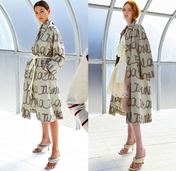 Silvia Tcherassi 2021 Pre-Fall Autumn Womens Lookbook Presentation - Once Upon A Time Embellished Mesh Lace Eyelets Geometric Print Tied Know Noodle Strap Sleeveless Strapless Damsel Prarie Dress Dots Silk Draped Tiered Accordion Pleats Flowers Floral Ruffles Peplum Pantsuit Blazer Check Embroidery Blouse Stripes Knit Patchwork Cardigan Sweater Scribble Script Coat Midi Skirt 