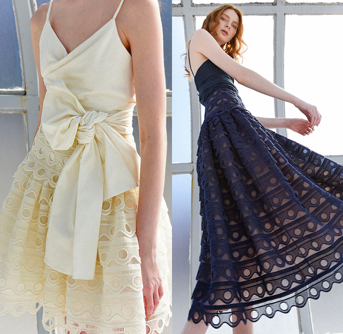 Silvia Tcherassi 2021 Pre-Fall Autumn Womens Lookbook Presentation - Once Upon A Time Embellished Mesh Lace Eyelets Geometric Print Tied Know Noodle Strap Sleeveless Strapless Damsel Prarie Dress Dots Silk Draped Tiered Accordion Pleats Flowers Floral Ruffles Peplum Pantsuit Blazer Check Embroidery Blouse Stripes Knit Patchwork Cardigan Sweater Scribble Script Coat Midi Skirt 