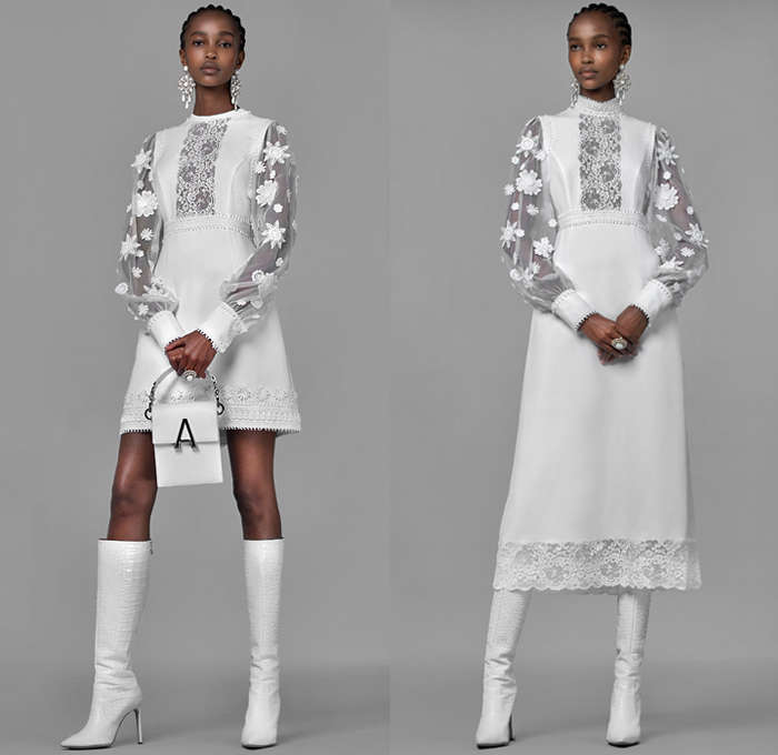 Andrew Gn 2021 Spring Summer Womens Lookbook Presentation - May There Be Light - Flowers Floral Daffodil Plants Butterflies Accordion Pleats Strapless Pads Poufy Shoulders Puff Sleeves Mockneck Blouse Cape Pellegrina Damsel Prairie Dress Puritan Collar Lace Eyelets Tweed Bedazzled Gems Jewels Crystals Beads Embroidery Gown Cutout Denim Jeans Jacket Blazer Coat Broche Sheer Tulle Knit Fringes Wide Leg Palazzo Pants Cutoffs Shorts Scarf Snakeskin Leather Boots Handbag