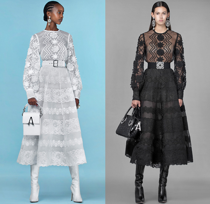 Andrew Gn 2021 Spring Summer Womens Lookbook Presentation - May There Be Light - Flowers Floral Daffodil Plants Butterflies Accordion Pleats Strapless Pads Poufy Shoulders Puff Sleeves Mockneck Blouse Cape Pellegrina Damsel Prairie Dress Puritan Collar Lace Eyelets Tweed Bedazzled Gems Jewels Crystals Beads Embroidery Gown Cutout Denim Jeans Jacket Blazer Coat Broche Sheer Tulle Knit Fringes Wide Leg Palazzo Pants Cutoffs Shorts Scarf Snakeskin Leather Boots Handbag