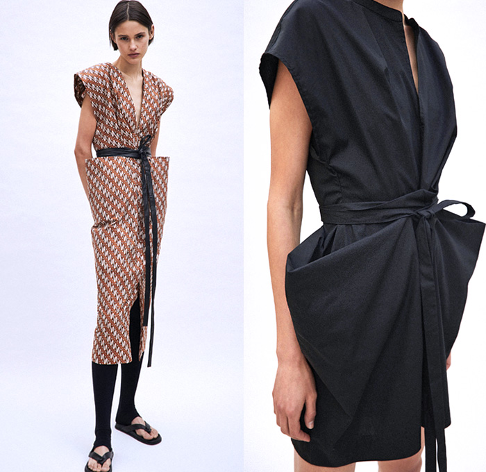 Bassike 2021 Resort Cruise Pre-Spring Womens Lookbook Presentation - Printed Wrapped Midi Shift Dress Tool Pockets Linen Halter Top Halterneck One Shoulder Blouse Cinch Pleats Knit Sweater Wide Collar Bleached Acid Wash Tie-Dye Shirtdress Onesie Shirtall Djellaba Tunic Tassels Stripes Patchwork Split Furisode Draped Sleeves Open Back Blazer Pantsuit Slouchy Flare Pants Leggings Shorts Slippers Australian Fashion