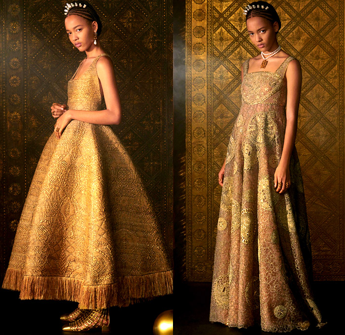 Christian Dior 2021 Spring Womens Collection - Haute Couture Avant Garde High Fashion - Tarot Cards Arcana Symbols 15th Century Visconti-Sforza Deck Bedazzled Trompe L'oeil Embroidery Rouleaux Tube Trim Sequins Beads Crystals Silk Satin Lamé Dévoré Velvet Chiffon Jacquard Brocade Tweed Gold Draped Chenille Sheer Tulle Gauze Latticework Vest Wide Sleeves Miniskirt Coat Robe Poncho Ruffles Cap Sleeve Wide Leg Dress Gown Flowers Fringes Pearls Pleats Beret Tiara Fishnet Veil Mesh Boots