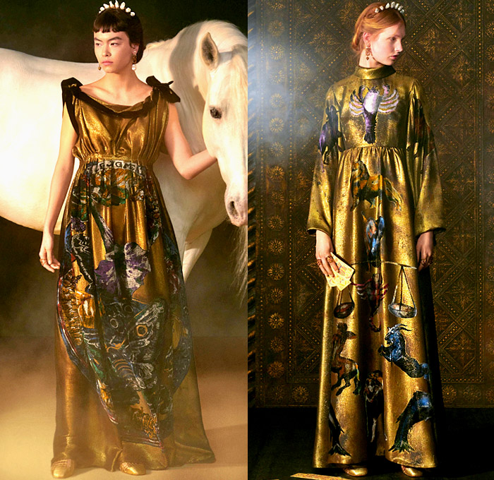 Christian Dior 2021 Spring Womens Collection - Haute Couture Avant Garde High Fashion - Tarot Cards Arcana Symbols 15th Century Visconti-Sforza Deck Bedazzled Trompe L'oeil Embroidery Rouleaux Tube Trim Sequins Beads Crystals Silk Satin Lamé Dévoré Velvet Chiffon Jacquard Brocade Tweed Gold Draped Chenille Sheer Tulle Gauze Latticework Vest Wide Sleeves Miniskirt Coat Robe Poncho Ruffles Cap Sleeve Wide Leg Dress Gown Flowers Fringes Pearls Pleats Beret Tiara Fishnet Veil Mesh Boots