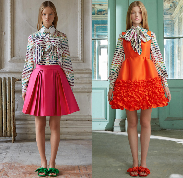 Dice Kayek 2021 Spring Summer Womens Lookbook Presentation - Mode à Paris Fashion Week France - Lollipop Candy Colors Origami Giant Butterfly Pussycat Bow Duchess Satin Babydoll Cocktail Dress Poufy Shoulders Puff Sleeves Vintage Cars Tied Blouse Accordion Pleats Poodle Skirt Ruffles Cutout Oversleeve Polka Dots Geometric Shorts Culottes Miniskirt Lace Embroidery Eyelets Shirtdress Bedazzled Gems Crystals Jewels Stockings Peplum Sheer Tulle Jacquard Pantsuit Braid Flats Slip-Ons