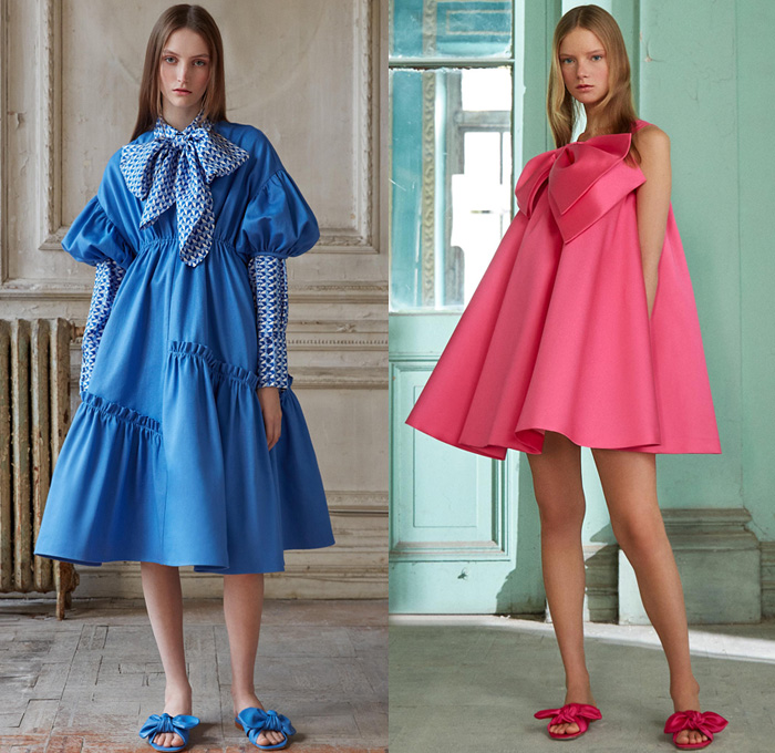Dice Kayek 2021 Spring Summer Womens Lookbook Presentation - Mode à Paris Fashion Week France - Lollipop Candy Colors Origami Giant Butterfly Pussycat Bow Duchess Satin Babydoll Cocktail Dress Poufy Shoulders Puff Sleeves Vintage Cars Tied Blouse Accordion Pleats Poodle Skirt Ruffles Cutout Oversleeve Polka Dots Geometric Shorts Culottes Miniskirt Lace Embroidery Eyelets Shirtdress Bedazzled Gems Crystals Jewels Stockings Peplum Sheer Tulle Jacquard Pantsuit Braid Flats Slip-Ons