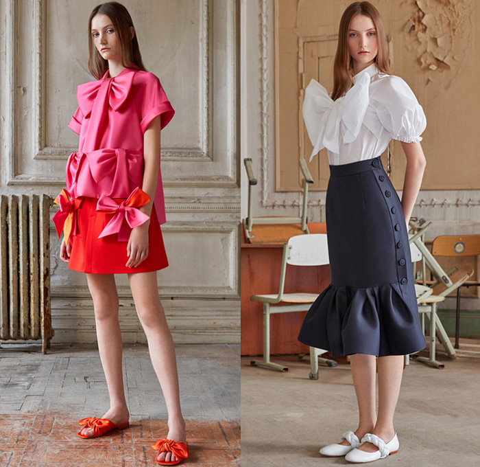 Dice Kayek 2021 Spring Summer Womens Lookbook Presentation - Mode à Paris Fashion Week France - Lollipop Candy Colors Origami Giant Butterfly Pussycat Bow Duchess Satin Babydoll Cocktail Dress Poufy Shoulders Puff Sleeves Vintage Cars Tied Blouse Accordion Pleats Poodle Skirt Ruffles Cutout Oversleeve Polka Dots Geometric Shorts Culottes Miniskirt Lace Embroidery Eyelets Shirtdress Bedazzled Gems Crystals Jewels Stockings Peplum Sheer Tulle Jacquard Pantsuit Braid Flats Slip-Ons